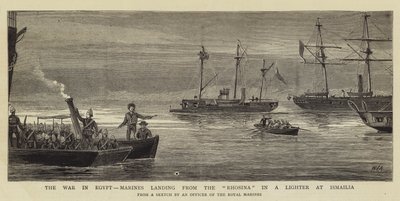 La guerre en Égypte, débarquement des marines du Rhosina à Ismaïlia - William Edward Atkins